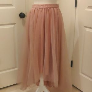 New! Francesca's Miami hi-low dusty pink tulle skirt sz S